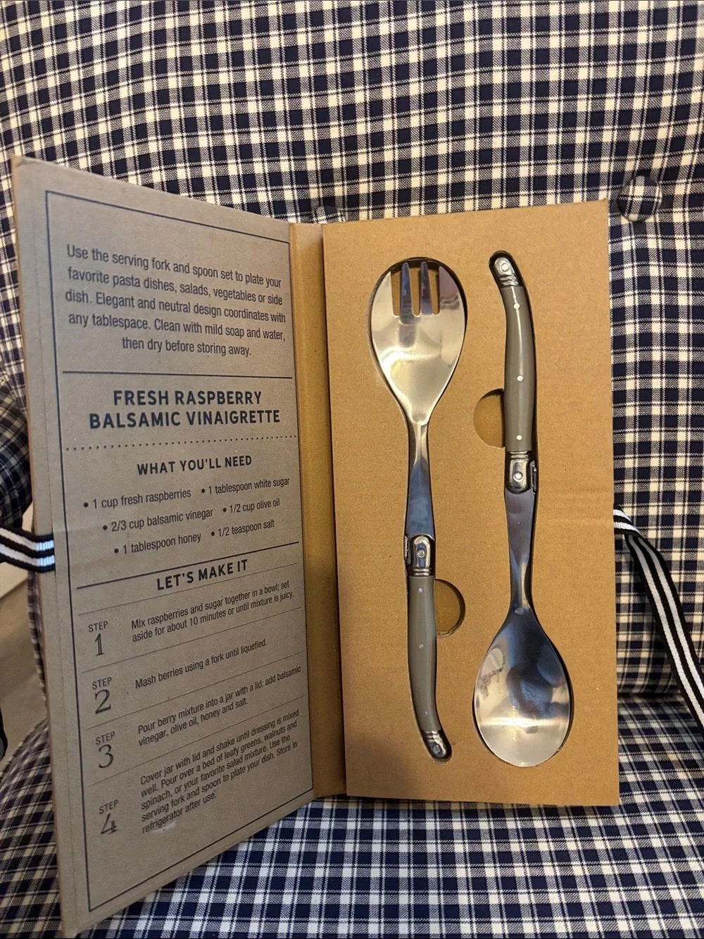 Serving Spoon and Fork Set with Stainless Heads - Home Dining